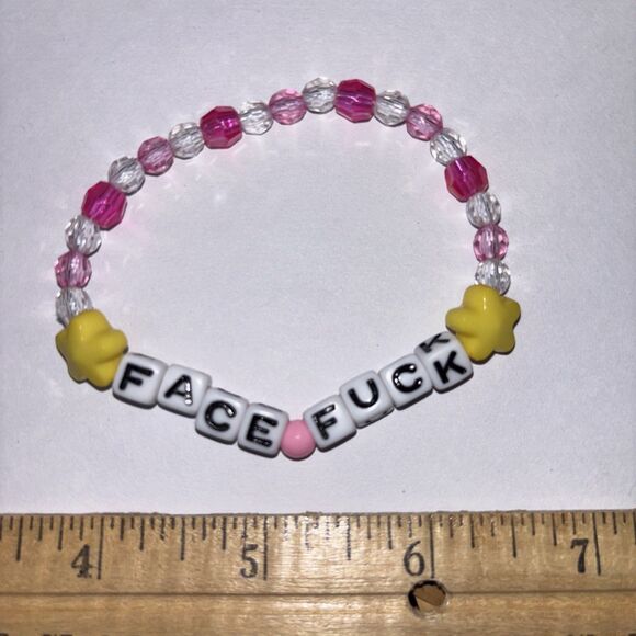 Multicolor “Face F*ck” Bracelet Adult Humor Beaded Handmade Naughty Accessories - Picture 3 of 3